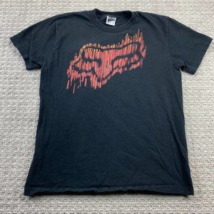 FOX Shirt Men Medium M Black Graphic Print T-Shirt FOXHEAD Logo Cotton Casual